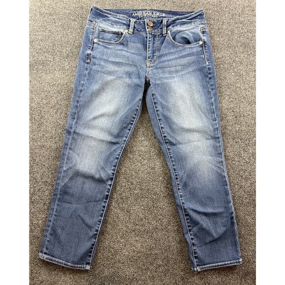 American Eagle Outfitters Super Stretch Artist Crop Denim Jeans Size 8R - Picture 1 of 12